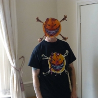 Andrew Holmes in his smileybones mask